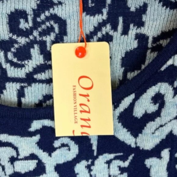 Orange Fashion Village Sweater Womens S/M Blue Pullover Tunic Stretch NEW- 1044* - Picture 8 of 9